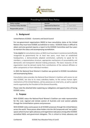 NRWC Providing ECOSOC Pass Policy P5 V2 Jan25