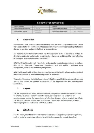 NRWC Epidemic/Pandemic Policy V2 Jan25