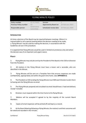 G1 Flying Minute Policy G1 V1 Feb23