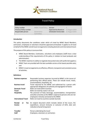 NRWC Travel Policy