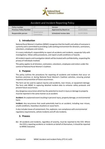 NRWC Accident and Incident Policy (P7) V1 Jul25