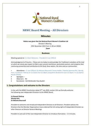 FINAL Minutes   Directors Meeting 29 November 2023