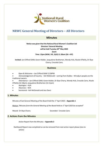 NRWC May 2025 Board Meeting Minutes