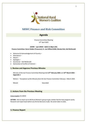 NRWC Finance Report March 2025