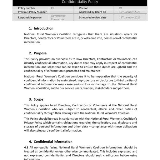NRWC Confidentiality Policy P6 V1 Jan25