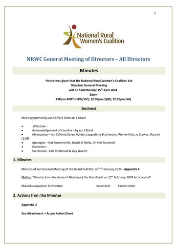 Minutes Directors Meeting 15th April 2024   FINAL #2