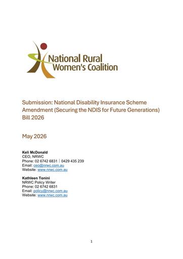 Submission - National Disability Insurance Scheme Amendment (Securing the NDIS for Future Generations) Bill 2026 - May 2026