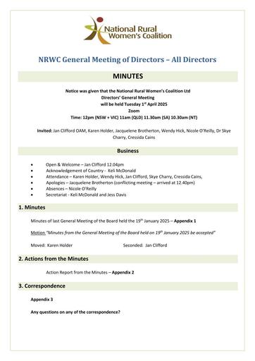 NRWC Board Meeting Minutes April 2025