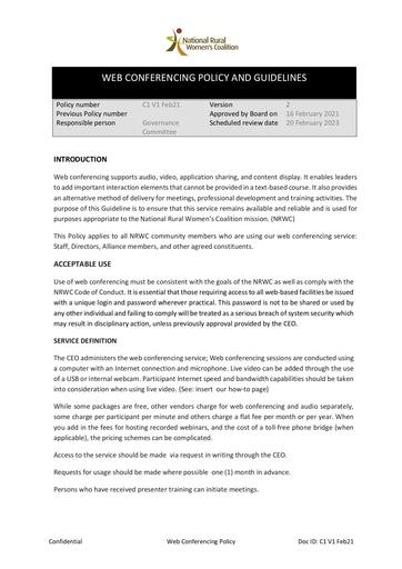 C1 Web Conferencing Policy C1 V2 Feb23
