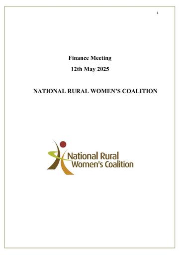 NRWC May Finance Meeting Minutes