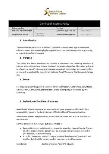 NRWC Conflict of Interest Policy