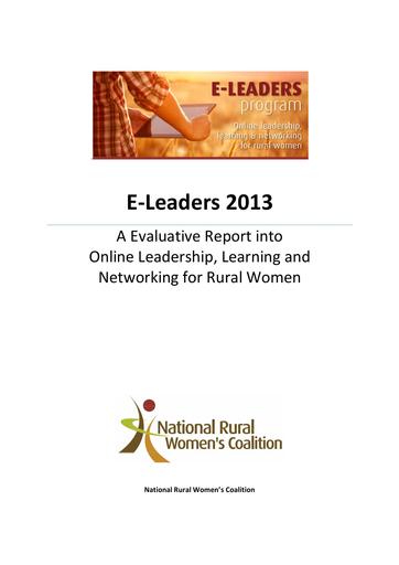 2013 E-Leaders Evaluation Report